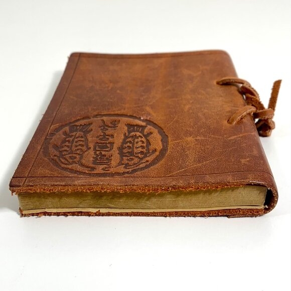 Handcrafted Embossed Leather Bound Journal Notebook Unlined Stamped Pages Mini - Picture 6 of 10